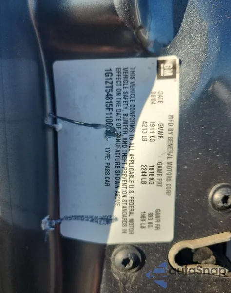 2005 Chevrolet Malibu Ls z USA, uszkodzony, nr VIN 1G1ZT54815F110676